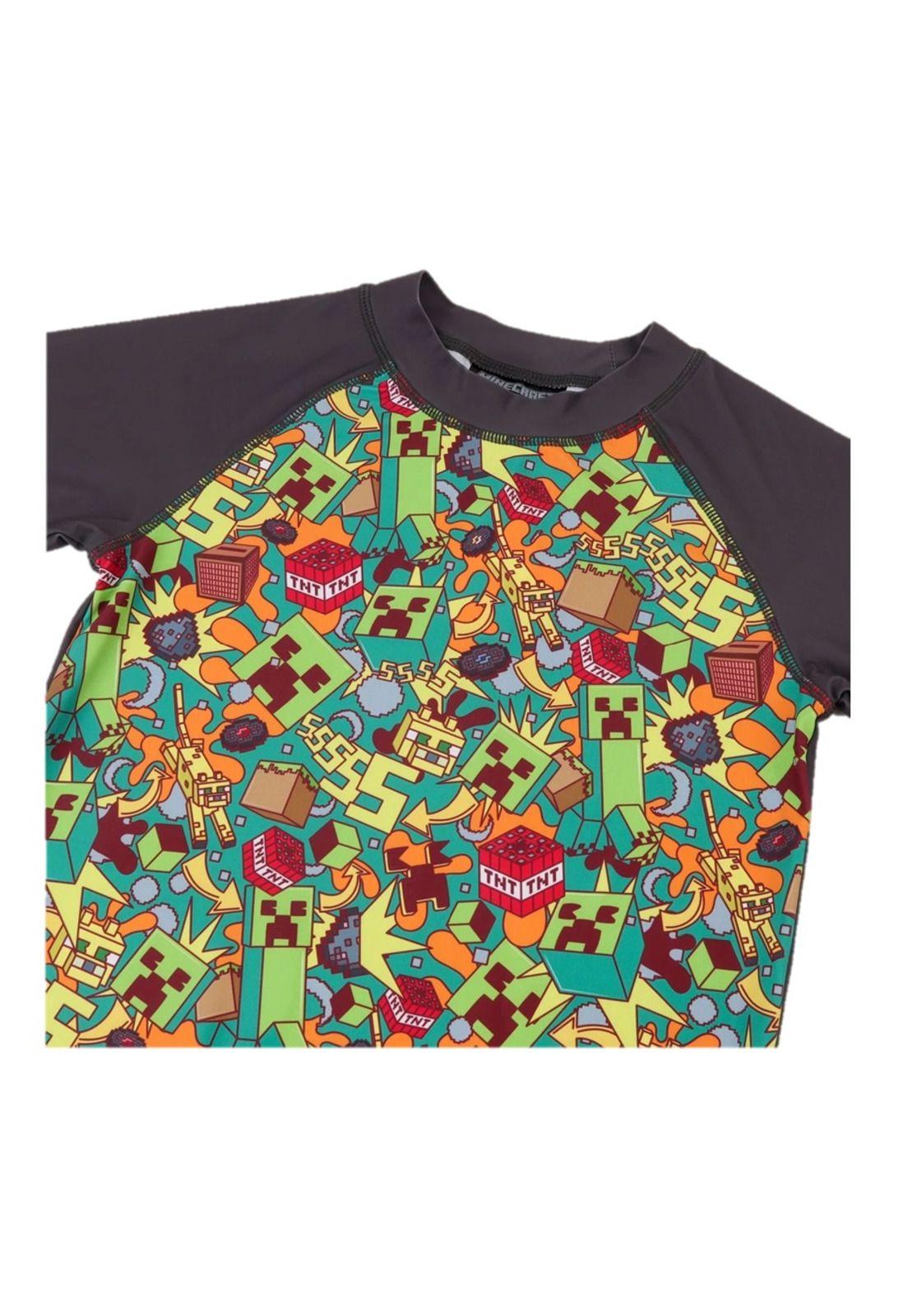 Polera Baño Infantil UV Manga Larga Minecraft The Brands-2