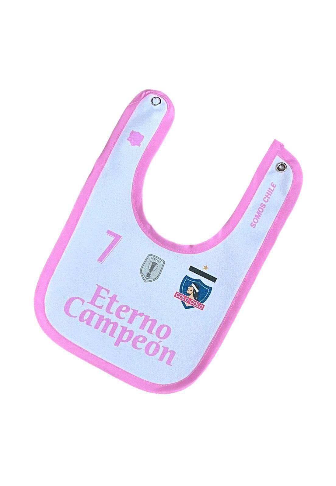 Babero Colo Colo Blanco Rosado Eterno Campeón 2023 Oficial-0