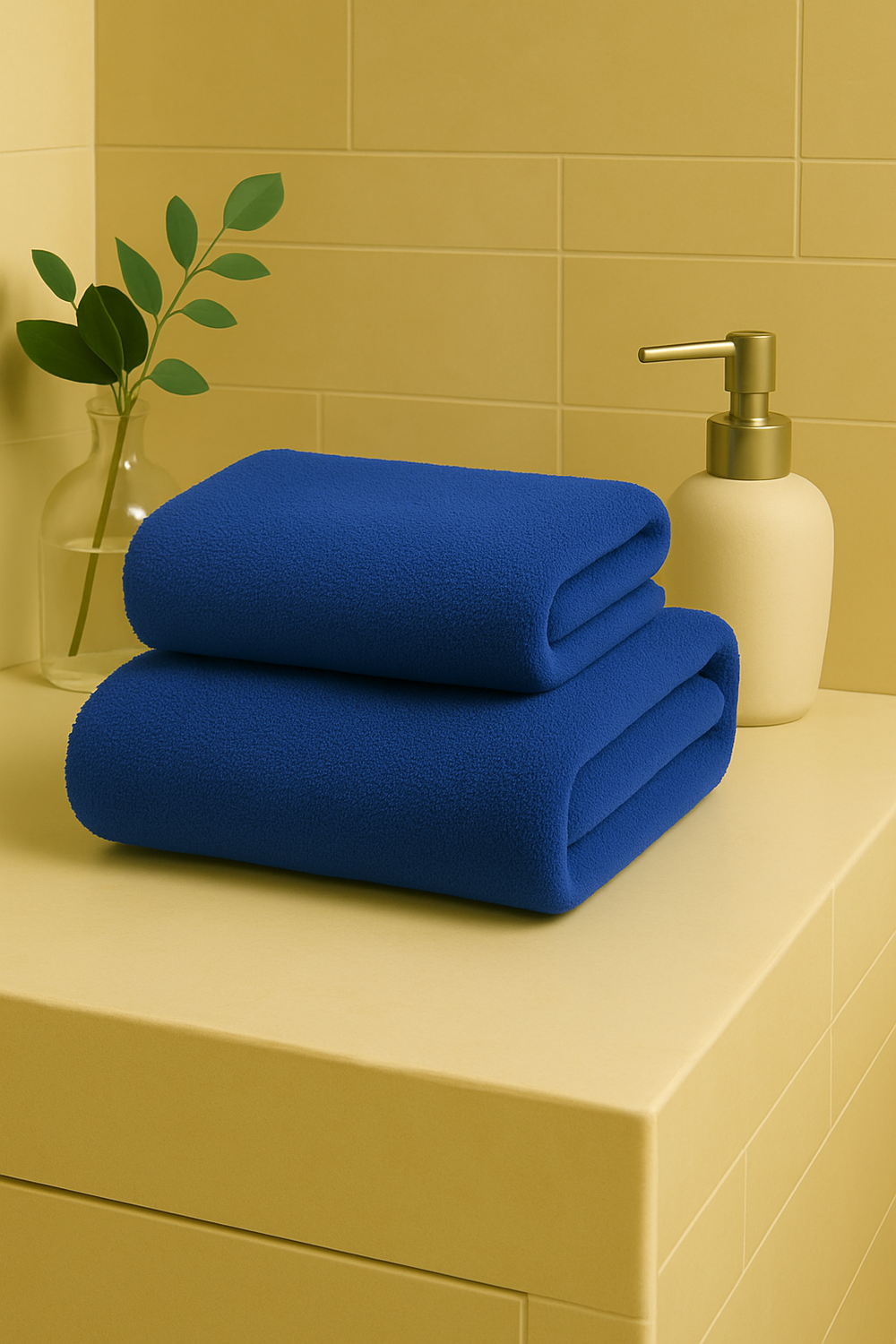 Pack 2 Toallas Azul Microfibra 070x130-2