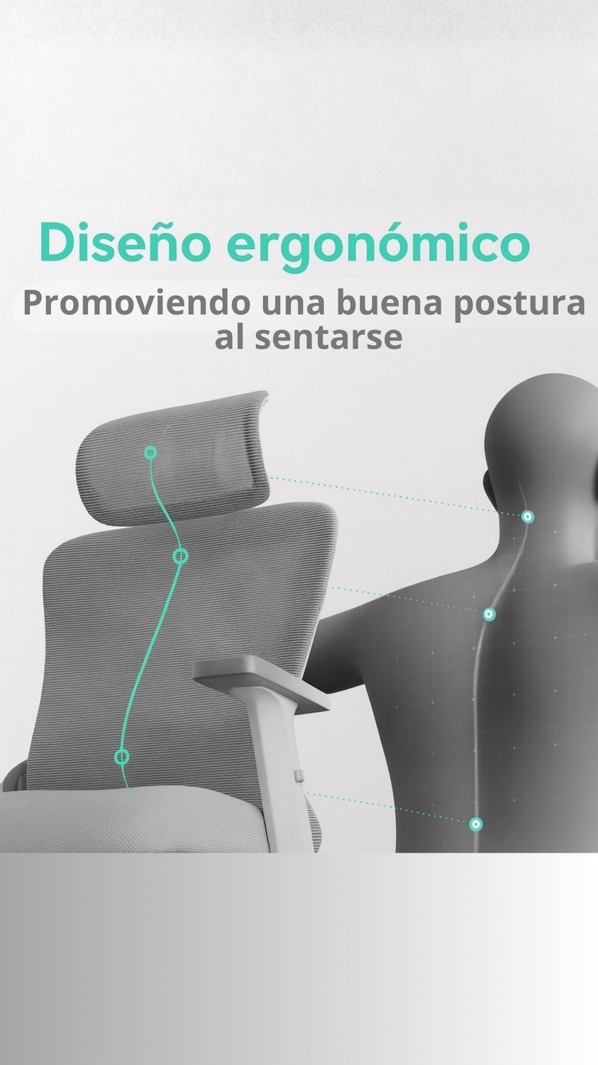 Silla de Escritorio - Oficina - Gamer Houston Gris-6