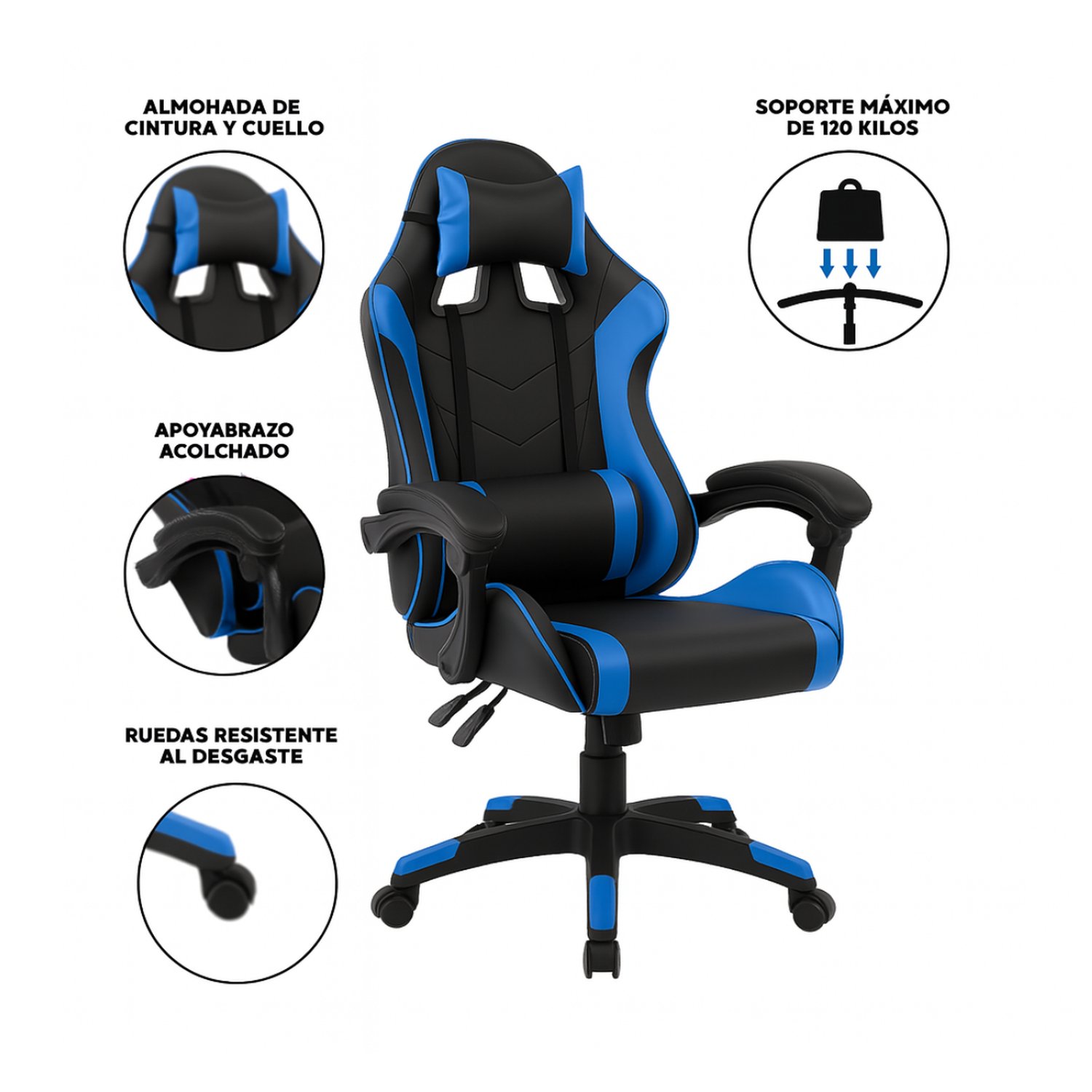 Silla Gamer Color Azul-4
