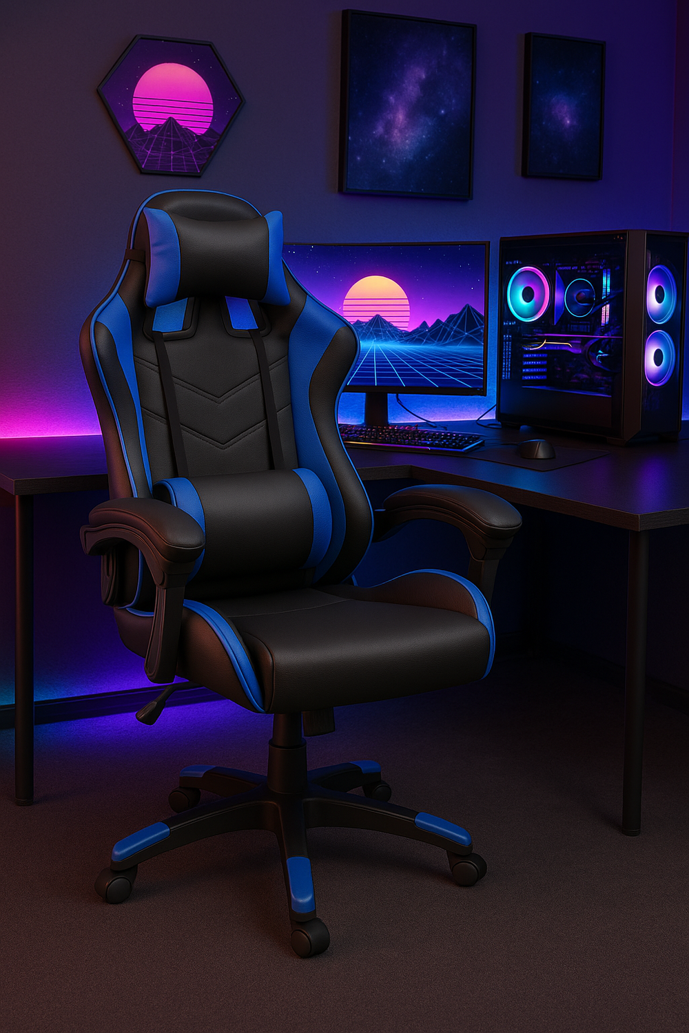 Silla Gamer Color Azul-2