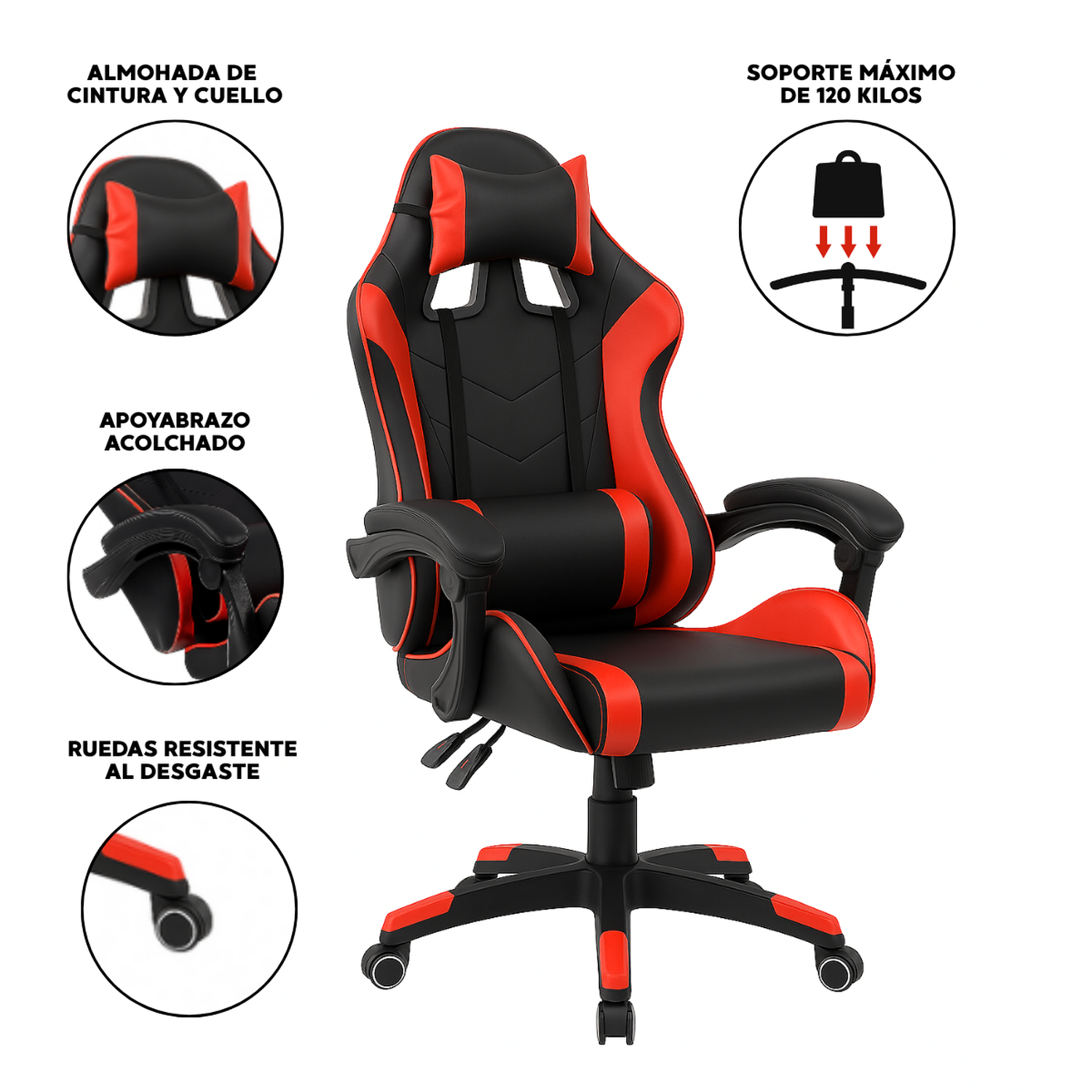 Silla Gamer Color Roja-4