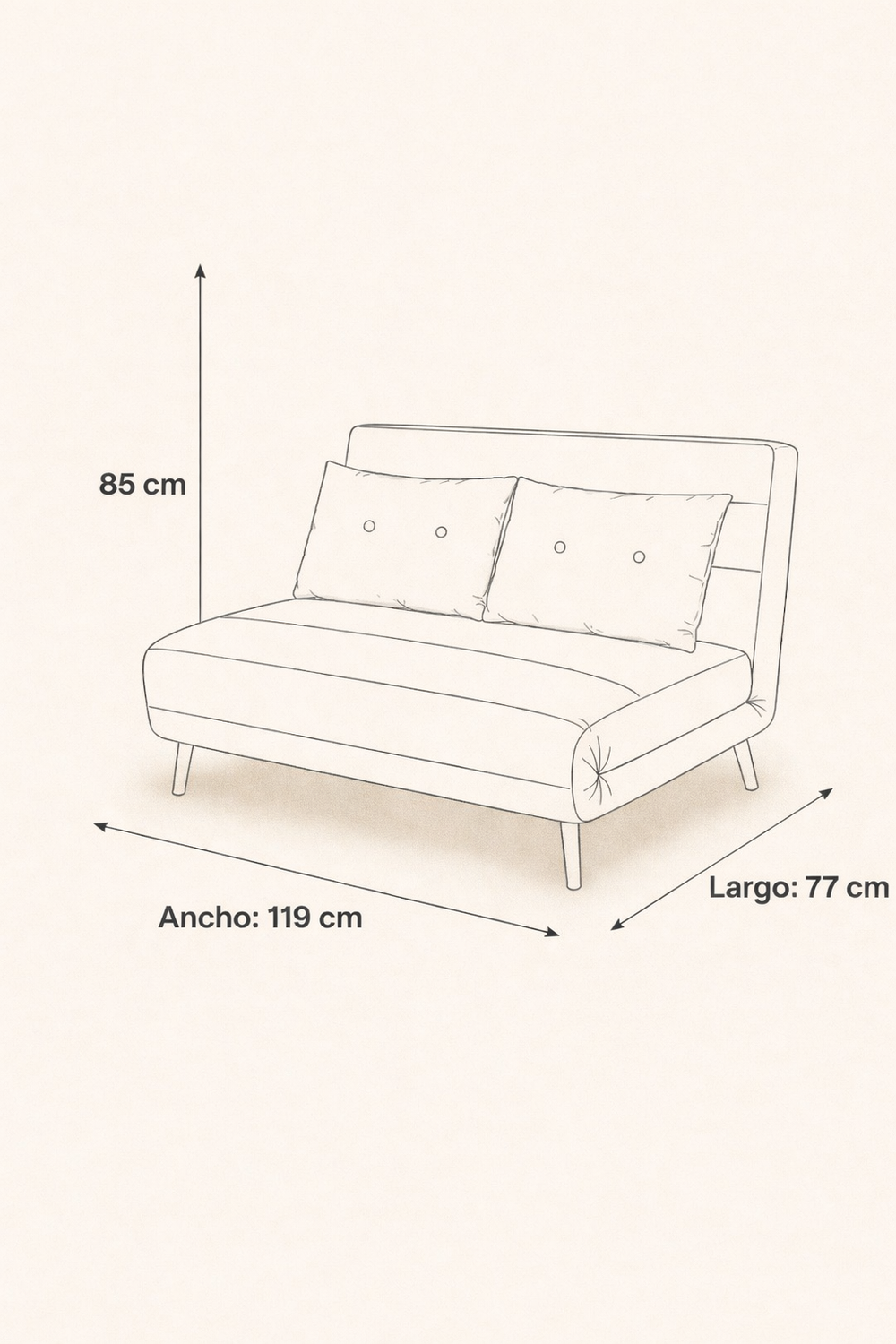 Sillon Doble Sofa Cama Plegable Beirut Gris-5