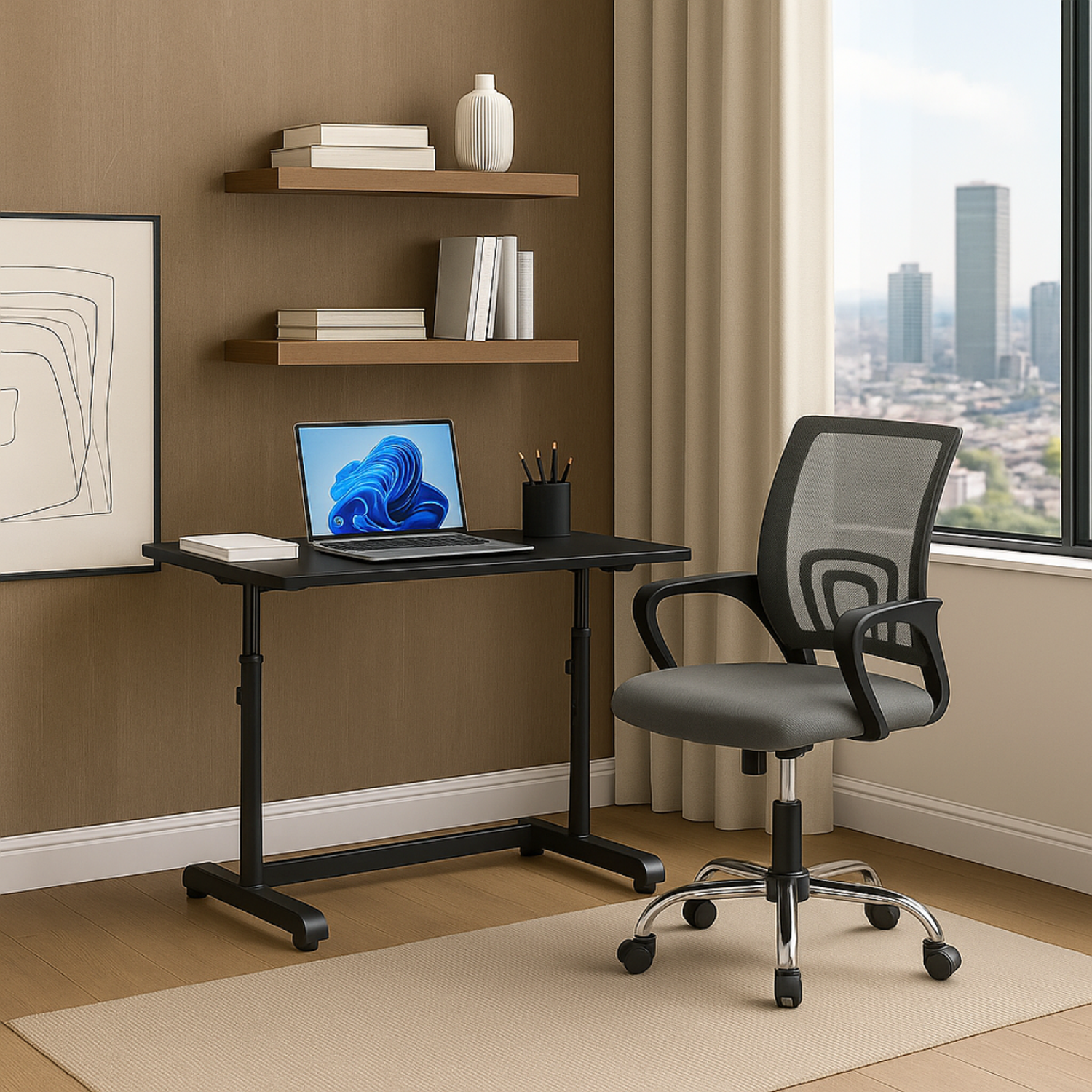 Escritorio con Altura Ajustable Bilbao Negro-5