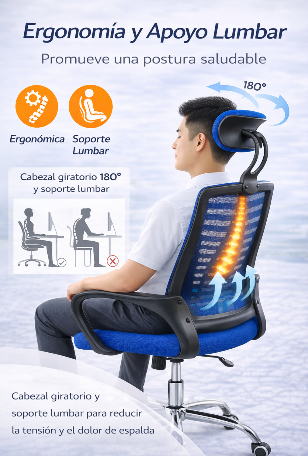 Silla Ejecutiva Milan Azul-7