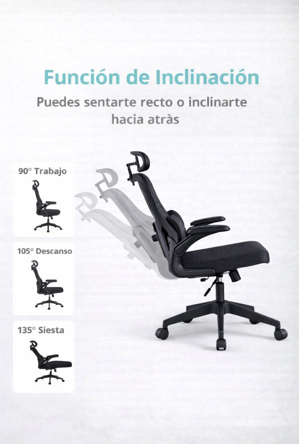 Silla Ergonomica de Oficina para Escritorio Boise Negra-5