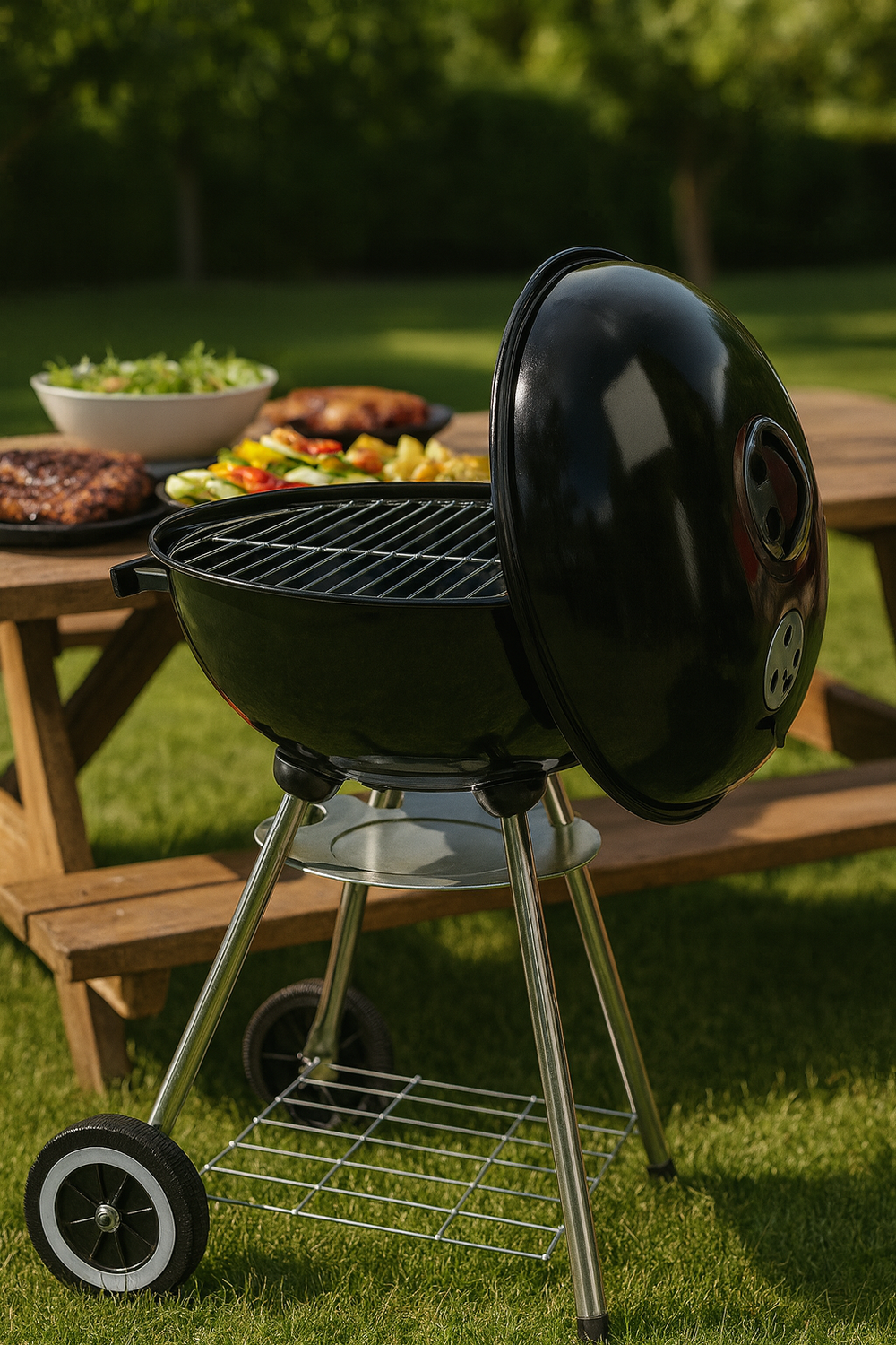 Parrilla A Carbon Encina Con Ruedas-1