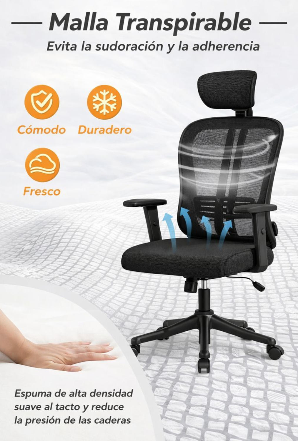 Silla De Oficina Apoyacabeza, Con Brazo Regulable Doha-6