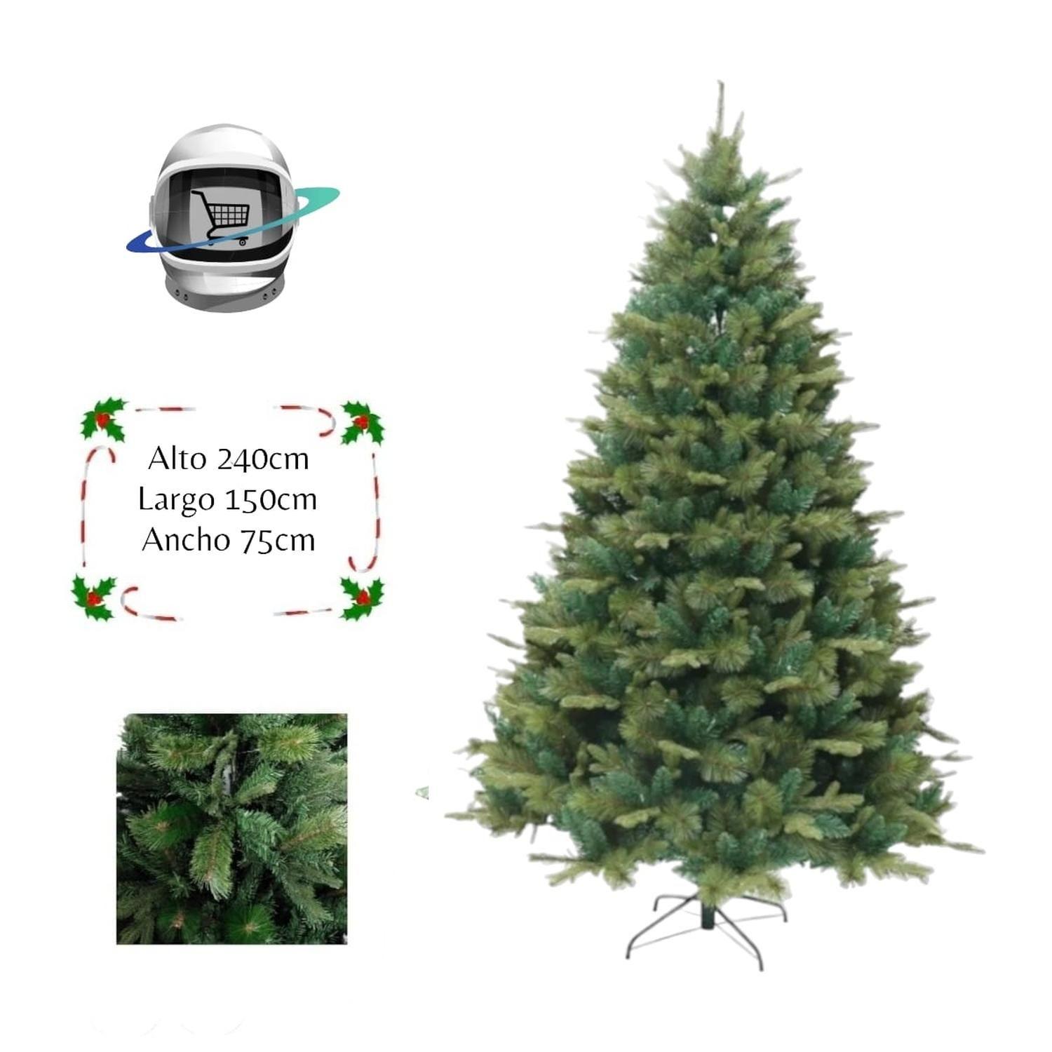 Arbol de Navidad 240cm Triple Ramas Hojas Frondoso-0