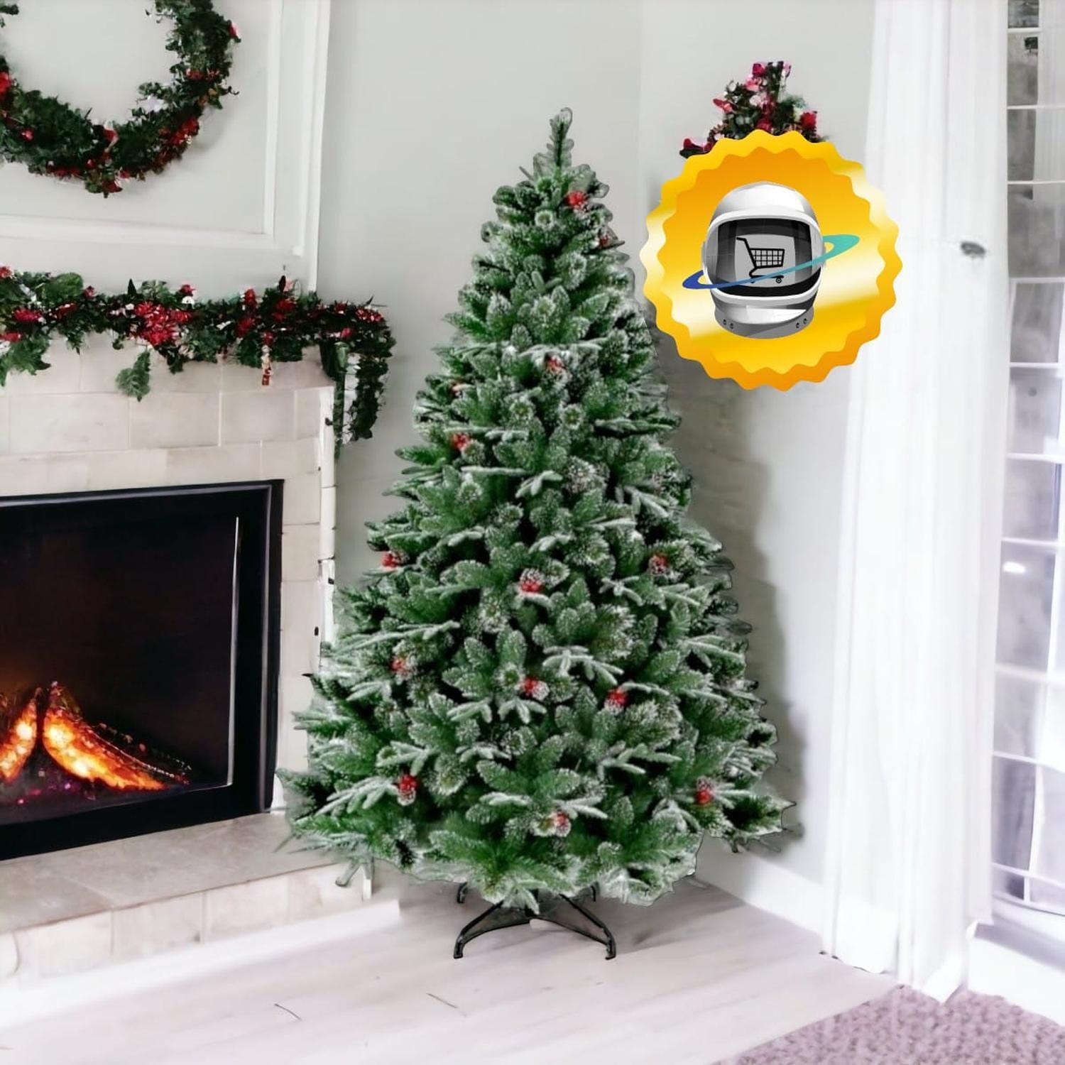 Arbol de Navidad 210cm Nevado Berries Piña Triple-3