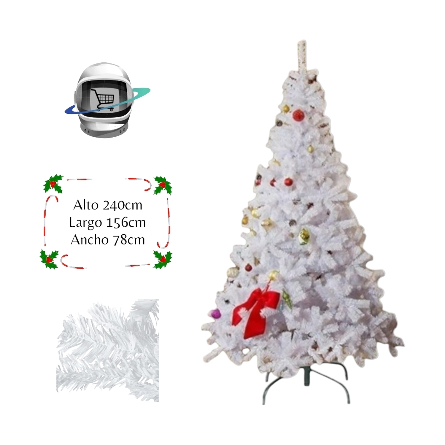 Arbol de Navidad 240cm Blanco Ramas Frondoso-0