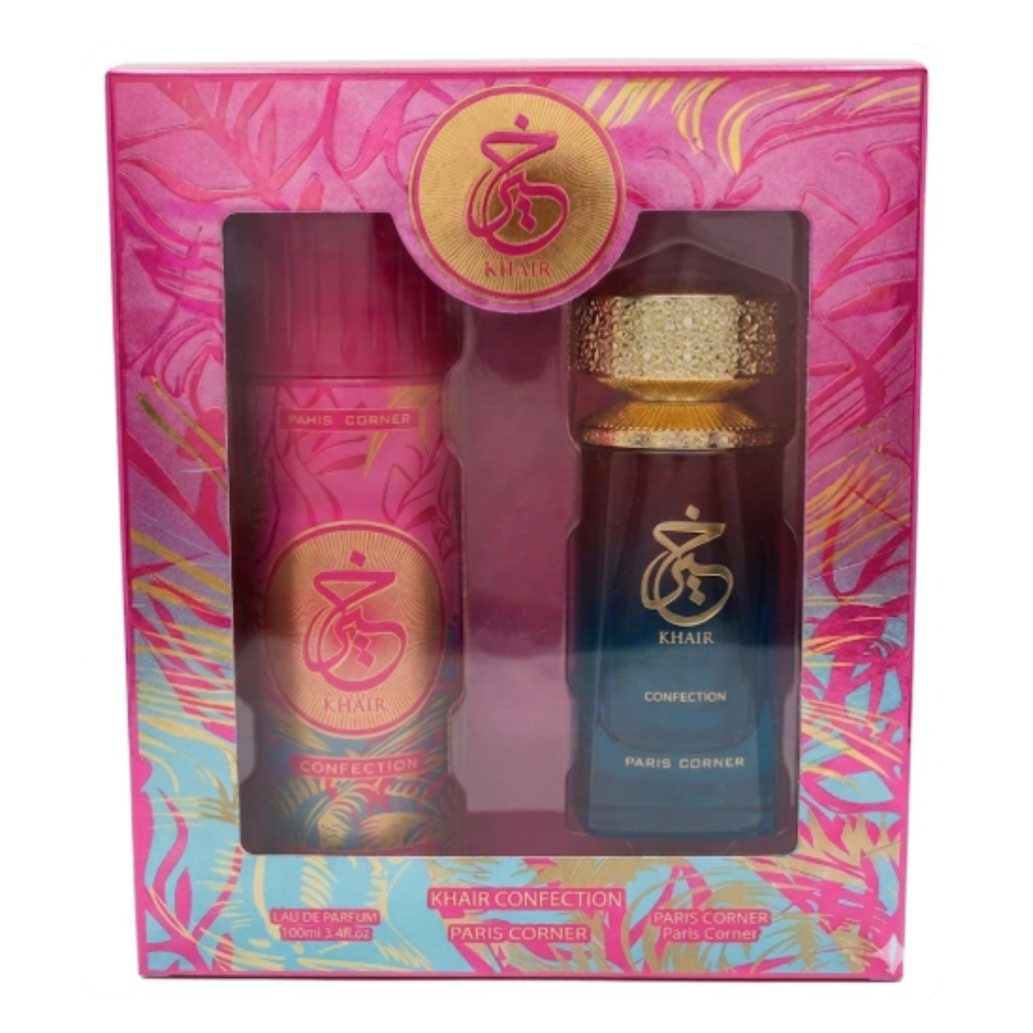 Set Perfume Khair Confection EDP 100 ml + Perfumed Spray  200 ml Paris Corner .-1