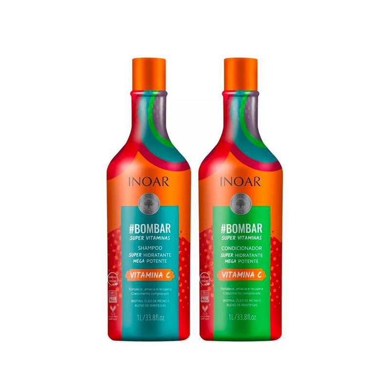 Pack INOAR Bombar Shampoo + Acondicionador 1L-0