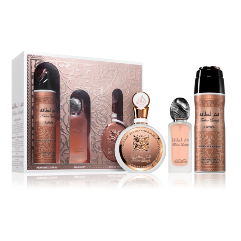 Perfume Set Lattafa Fakhar Women EDP 100 ml + Perfume Spray 200 ml + Hair Mist 50 ml-0