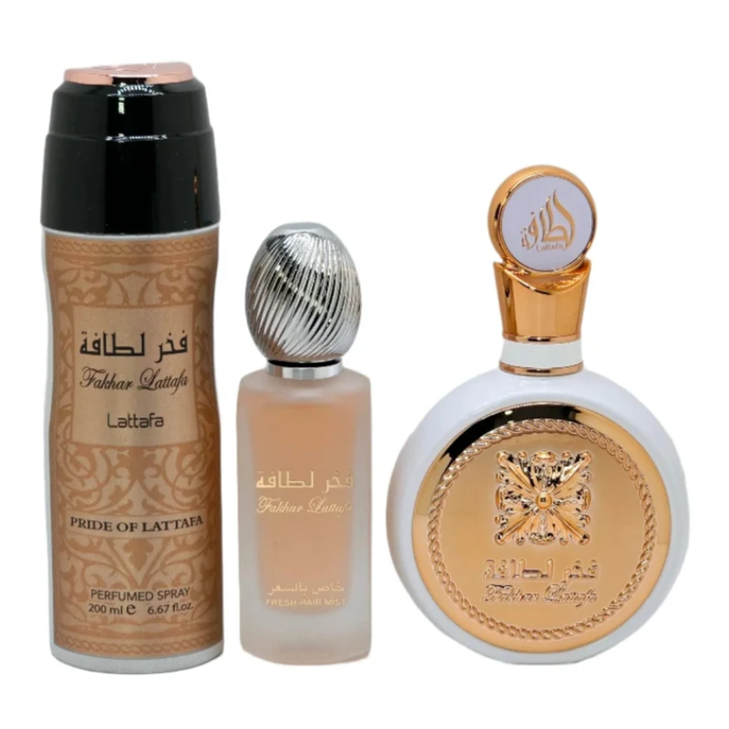 Perfume Set Lattafa Fakhar Women EDP 100 ml + Perfume Spray 200 ml + Hair Mist 50 ml-1