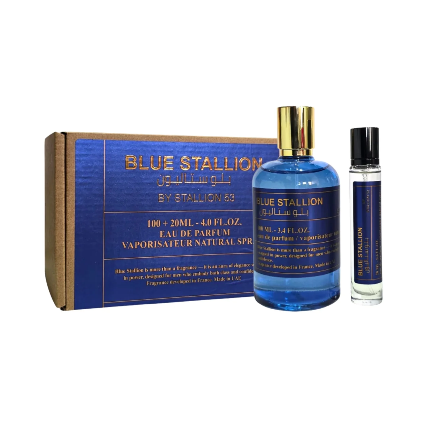 Set Perfume Blue Stallion By Stallion 53 EDP 100 ml + Mini 20 ml Emper-0