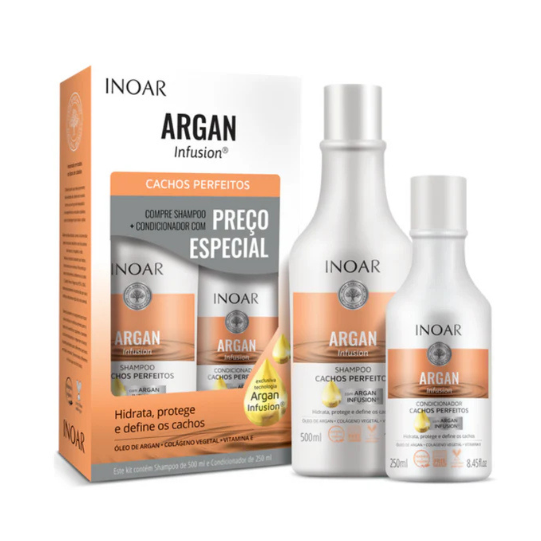 Pack INOAR Argan Infusion Rulos Perfectos Shampoo 500 ml + Acondicionador 250 ml-0