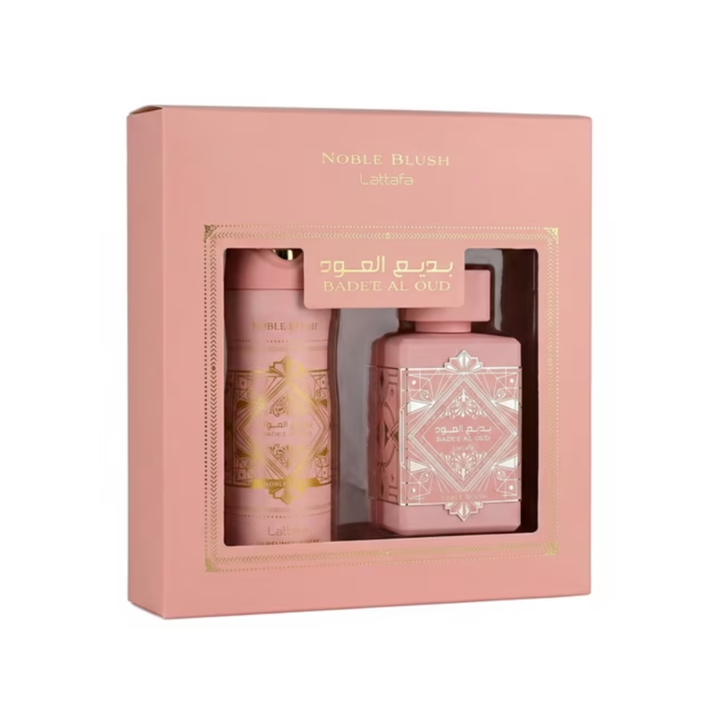 Set Perfume Badee Al Oud Noble Blush EDP 100 ml + Perfume Spray 200 ml Lattafa-0