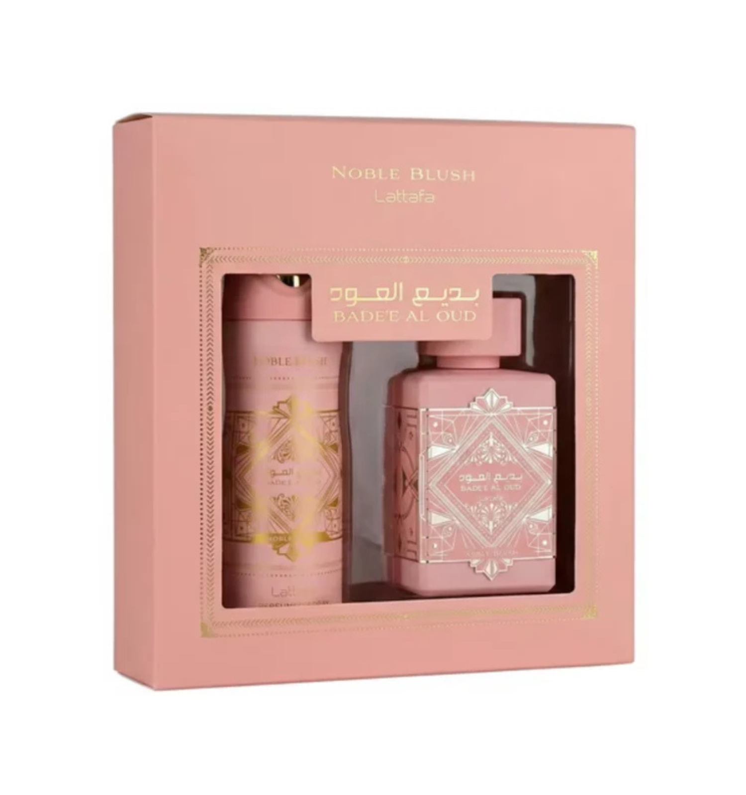 Set Perfume Badee Al Oud Noble Blush EDP 100 ml + Perfume Spray 200 ml Lattafa-1