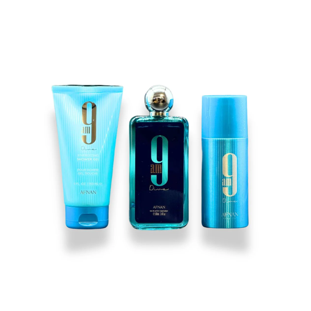 Afnan 9 am Dive EDP 100ml + Deo 150ml + Shower Gel 150ml Set-1
