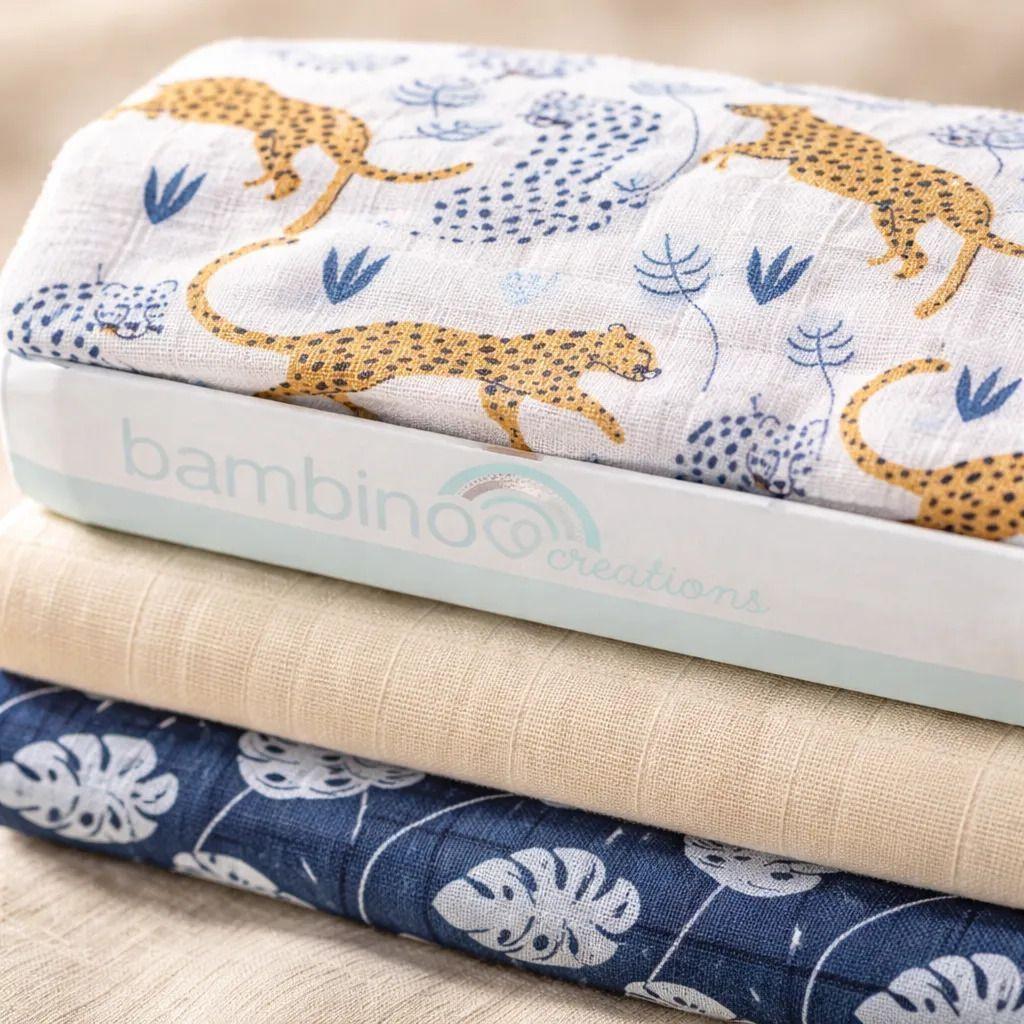 Pack 3 Tutitos Muselina Bambino Algodon Bebe Diseño Cheetah-4