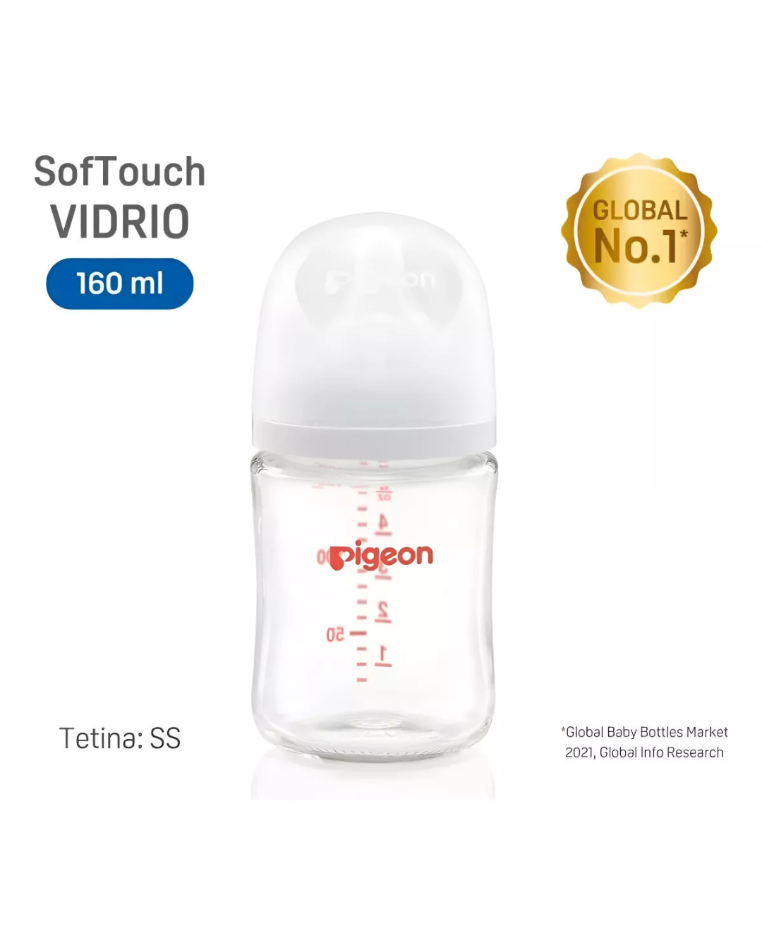 Mamadera Pigeon Softouch Boca Ancha 160ml Vidrio - 0+ Meses-3