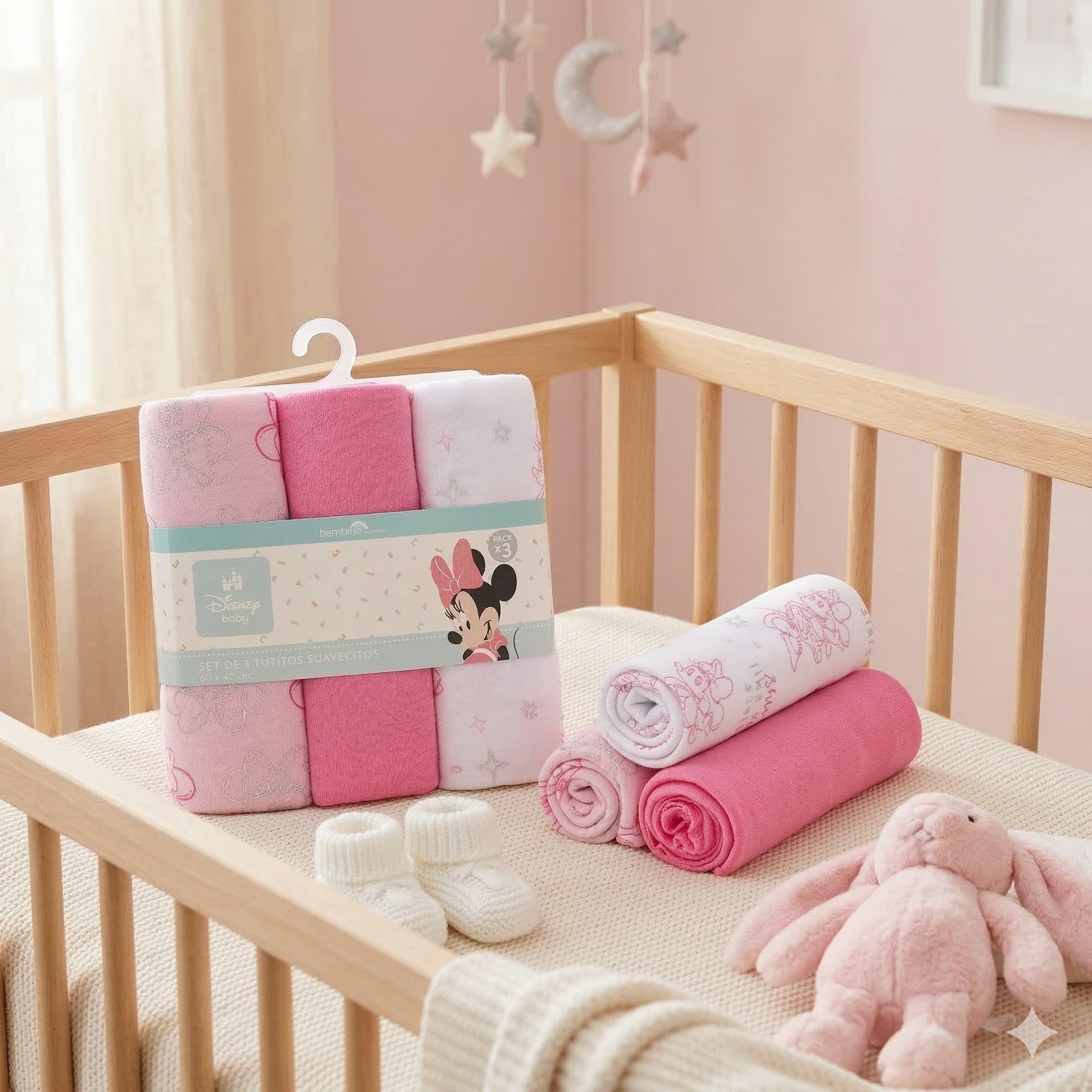 Pack 3 Tutos Suavecitos Pañales Tela Bambino Disney Minnie-3