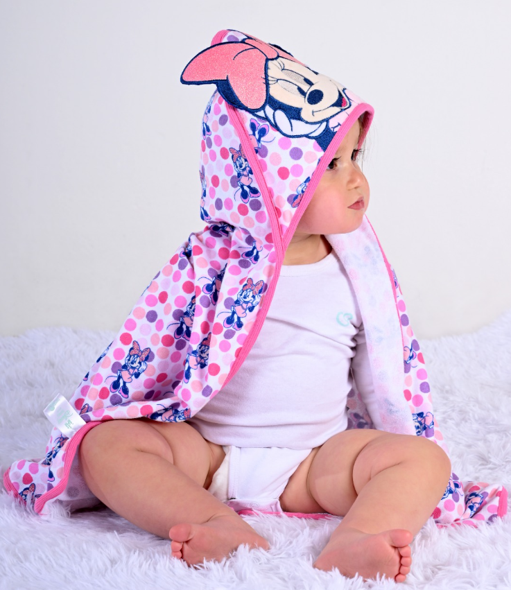Toalla De Baño Bebe Con Capucha Bambino Disney Minnie Mouse-3