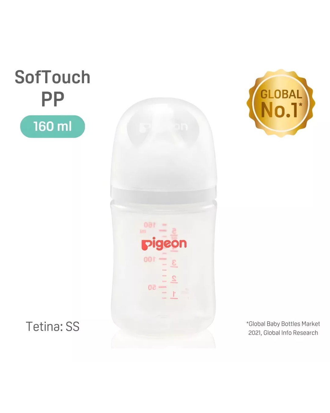 Mamadera Bebe Pigeon Softouch Boca Ancha 160ml Pp - 0+ Meses-3