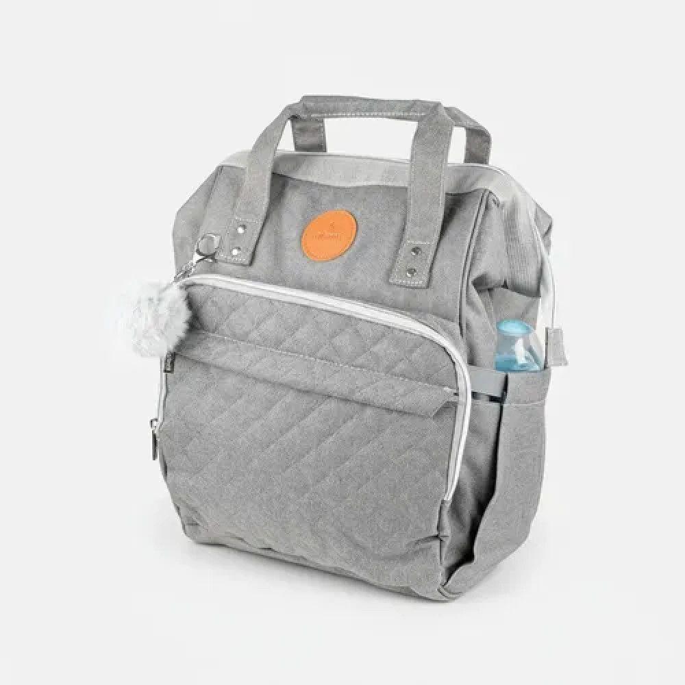 Mochila Pañalera Para Bebes Open Infanti Gris Liso-0