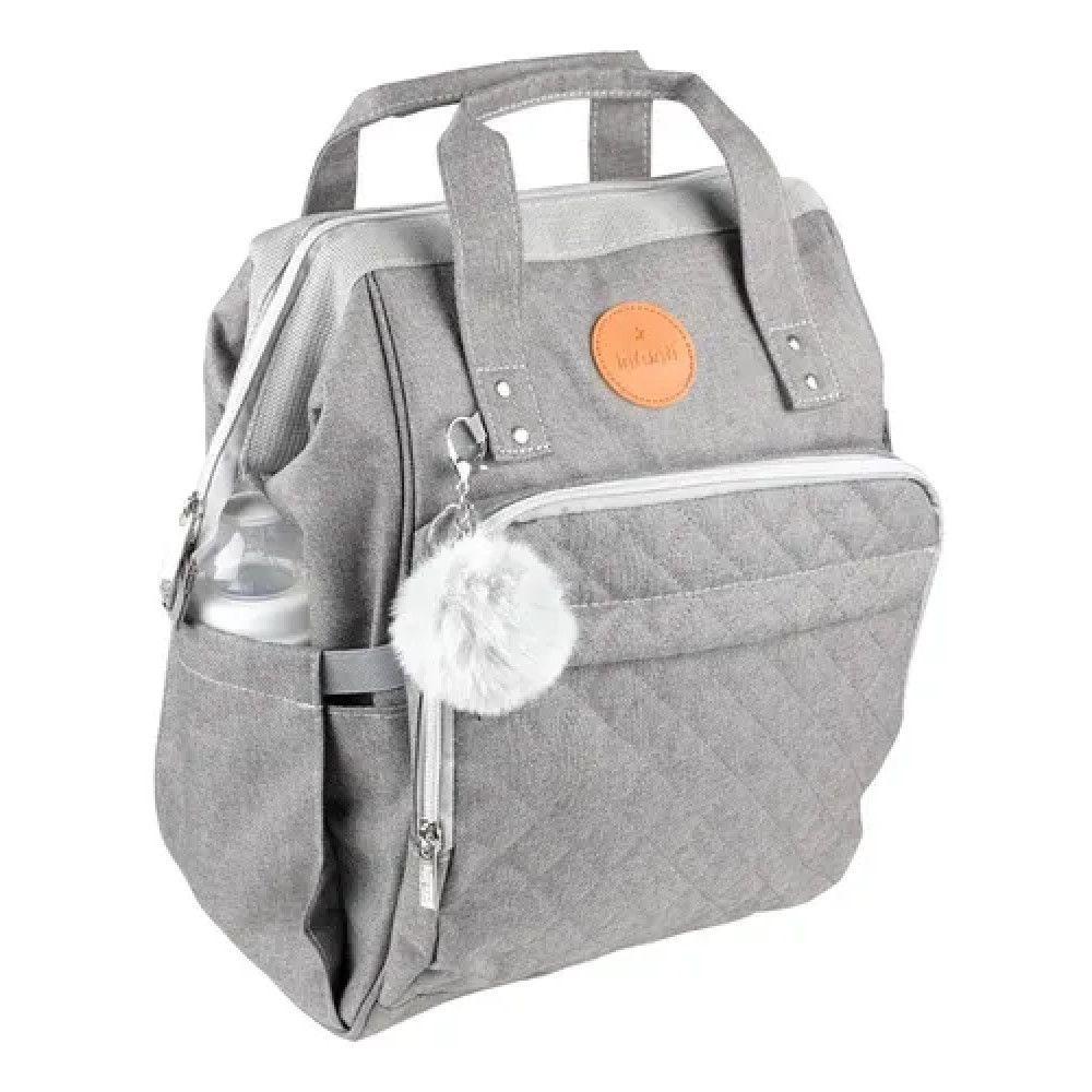 Mochila Pañalera Para Bebes Open Infanti Gris Liso-3