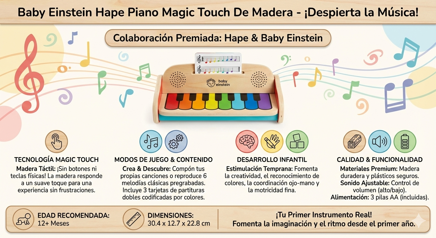 Piano De Madera Magic Touch Baby Einstein Hape Musical-6