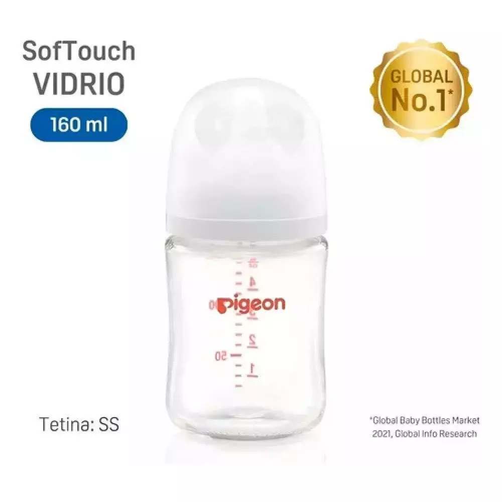 Pack 2 Mamaderas Pigeon Vidrio Softouch 160+240ml Boca Ancha-3