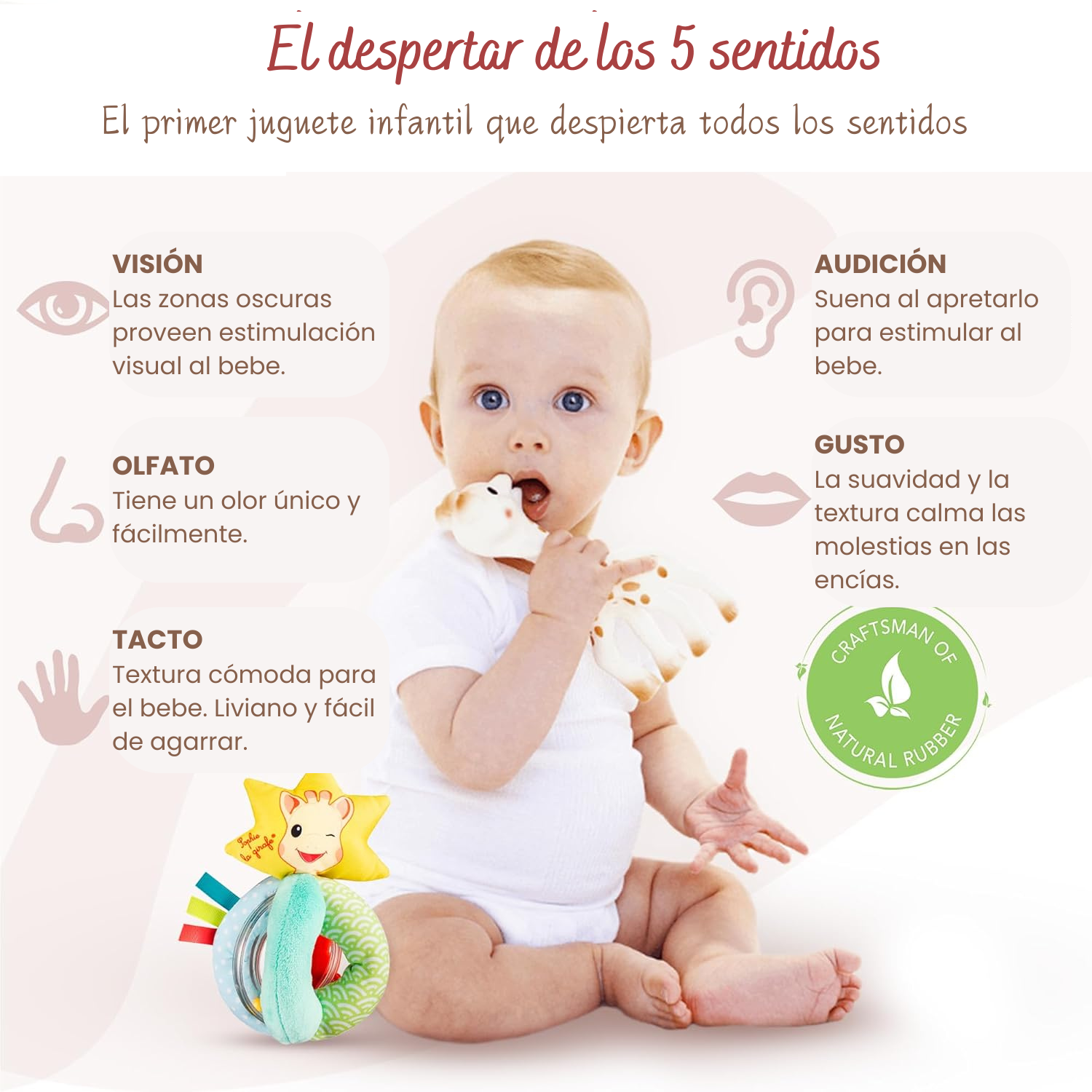Set Sophie La Girafe + Sonajero Peluche-regalo Recién Nacido-4