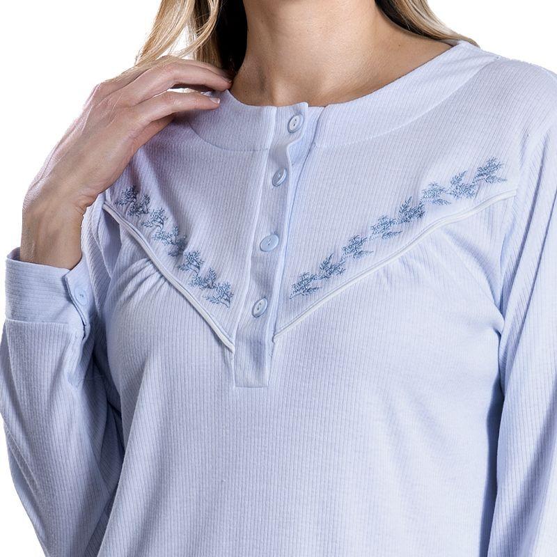 Camisa algodón acanalado estampado celeste Art 241111-1
