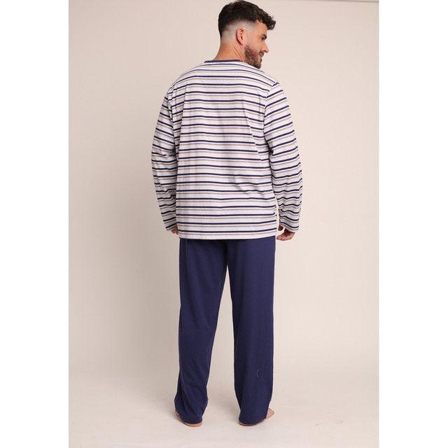 Pijama algodón estampado lineas abotonado 2612072-1