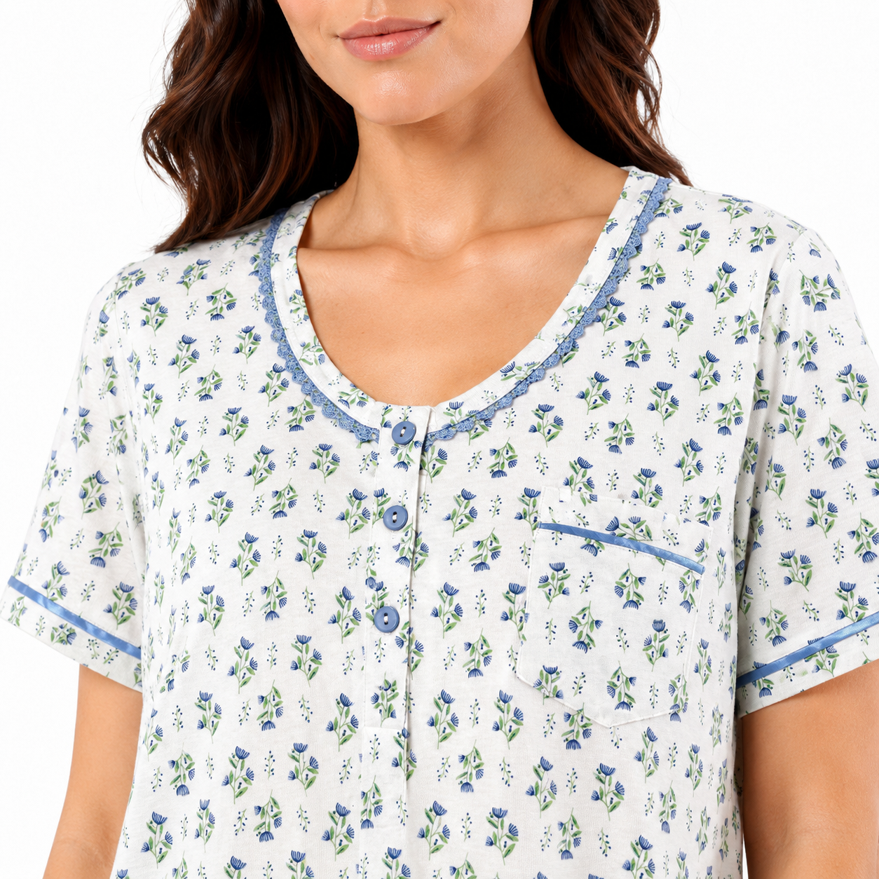 Camisola algodón estampada con botones 262216-3