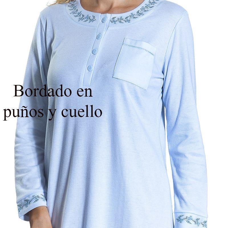 Camisola algodón acanalado con bordado celeste Art 241239-1