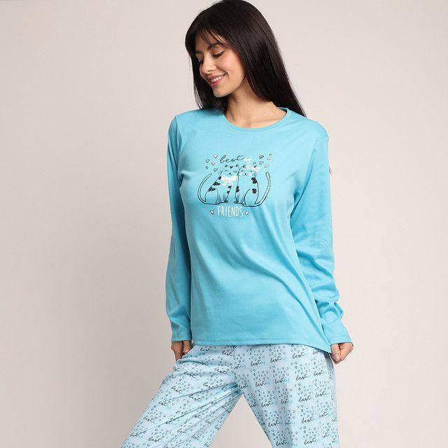 Pijama algodón estampado de gatitos 261501-2