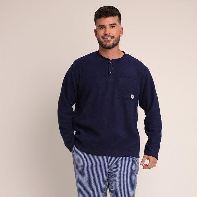 Pijama micropolar pantalón estampado abotonado 2612076-2