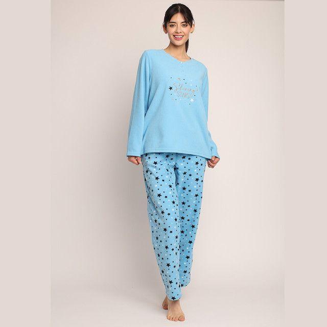 Pijama micropolar bordado estrellas y botones 261547-0