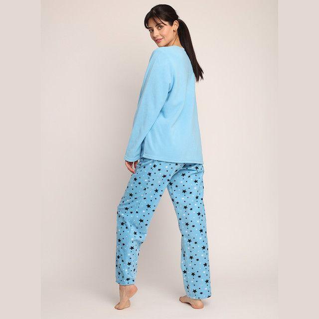 Pijama micropolar bordado estrellas y botones 261547-1