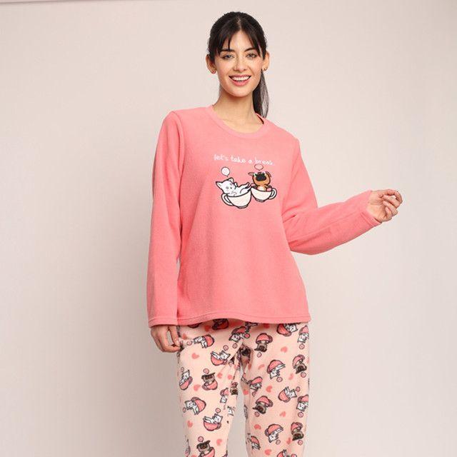 Pijama micropolar bordado perro y gato 261548-2