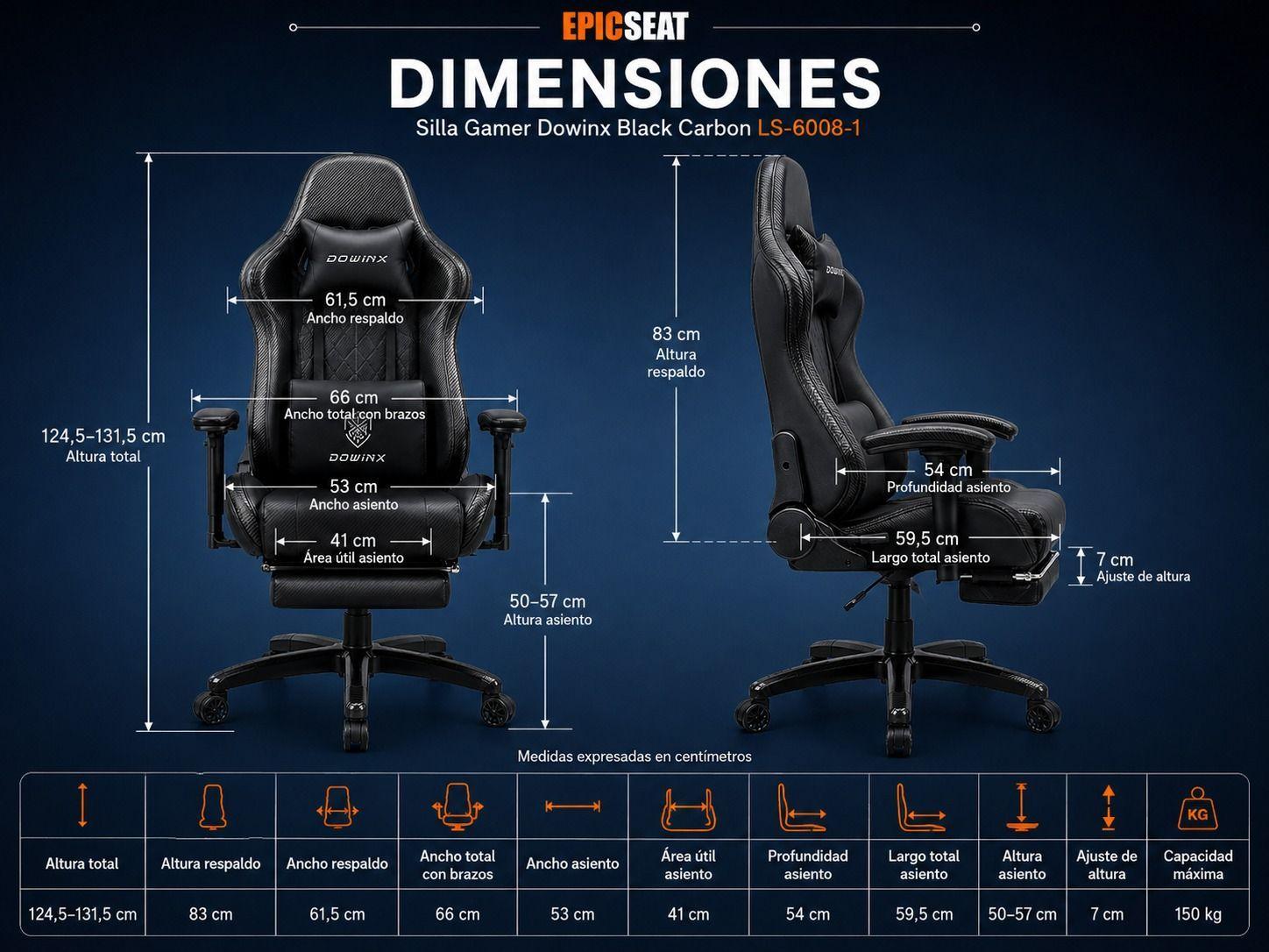 Silla Gamer Dowinx BLACK CARBÓN Con Masajeador Lumbar-4