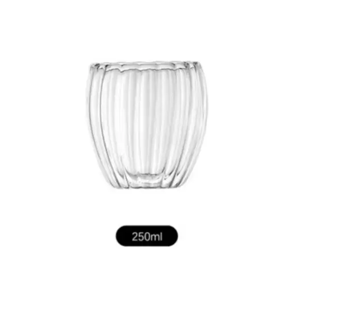 Vaso  transparente de vidrio doble pared con relieve – 250 ml-2
