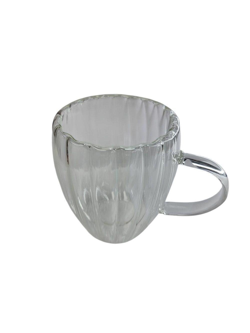 Tasa transparente de vidrio doble pared con relieve – 250 ml-1