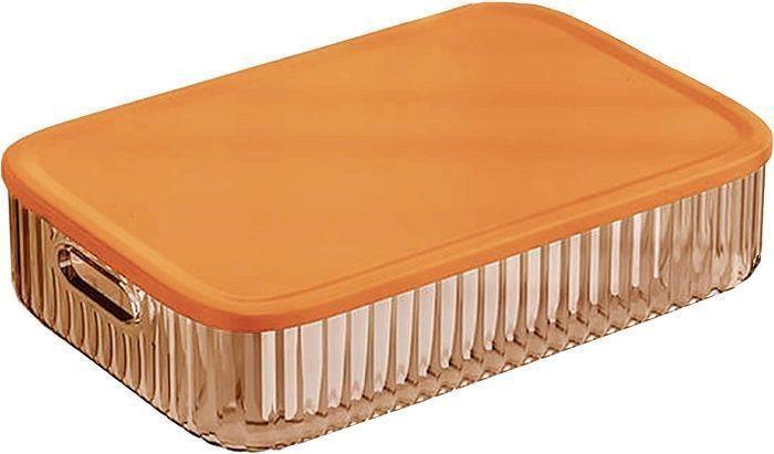 caja organizadora plástica con tapa color naranja 35 cmx 23.5 cmx 8 cm-3