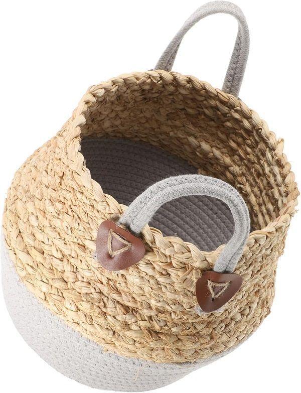 Cesta tejida de Yute y algodòn 30x30x35-3