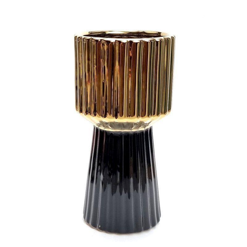 JARRON FLORERO SAKURA CERAMICA, ORO NEGRO 31x14 cm-0
